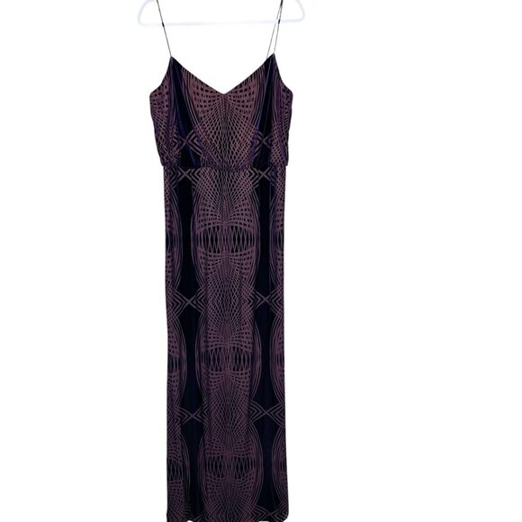Adrianna Papell Size 12 Maxi Dress Burnout Velvet Purple Whimsigoth Fairy Grunge - Picture 1 of 6